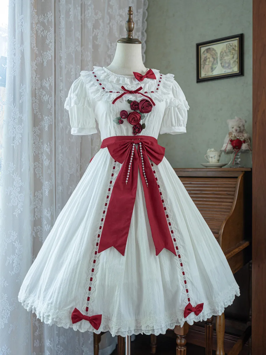 Sweet Lolita Dress Polyester Short Sleeves Dress Lolita Dress