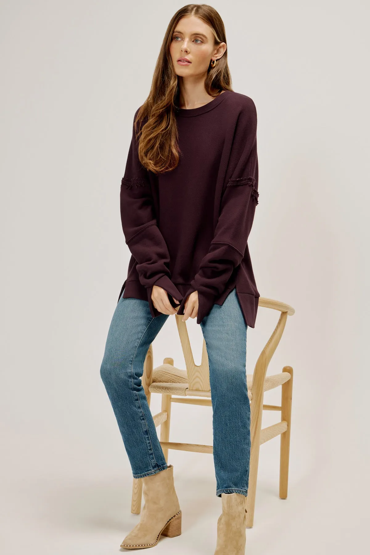 Terry Slouch Slit Pullover