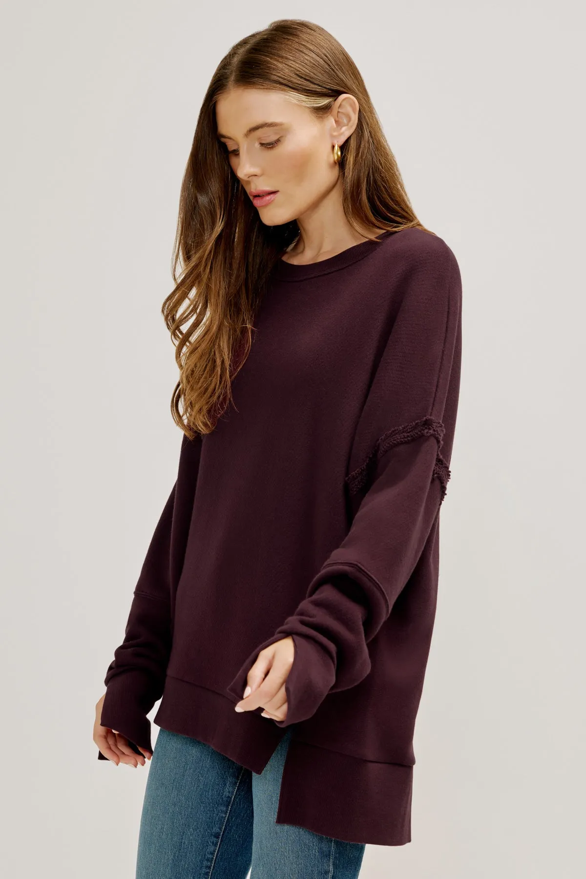 Terry Slouch Slit Pullover