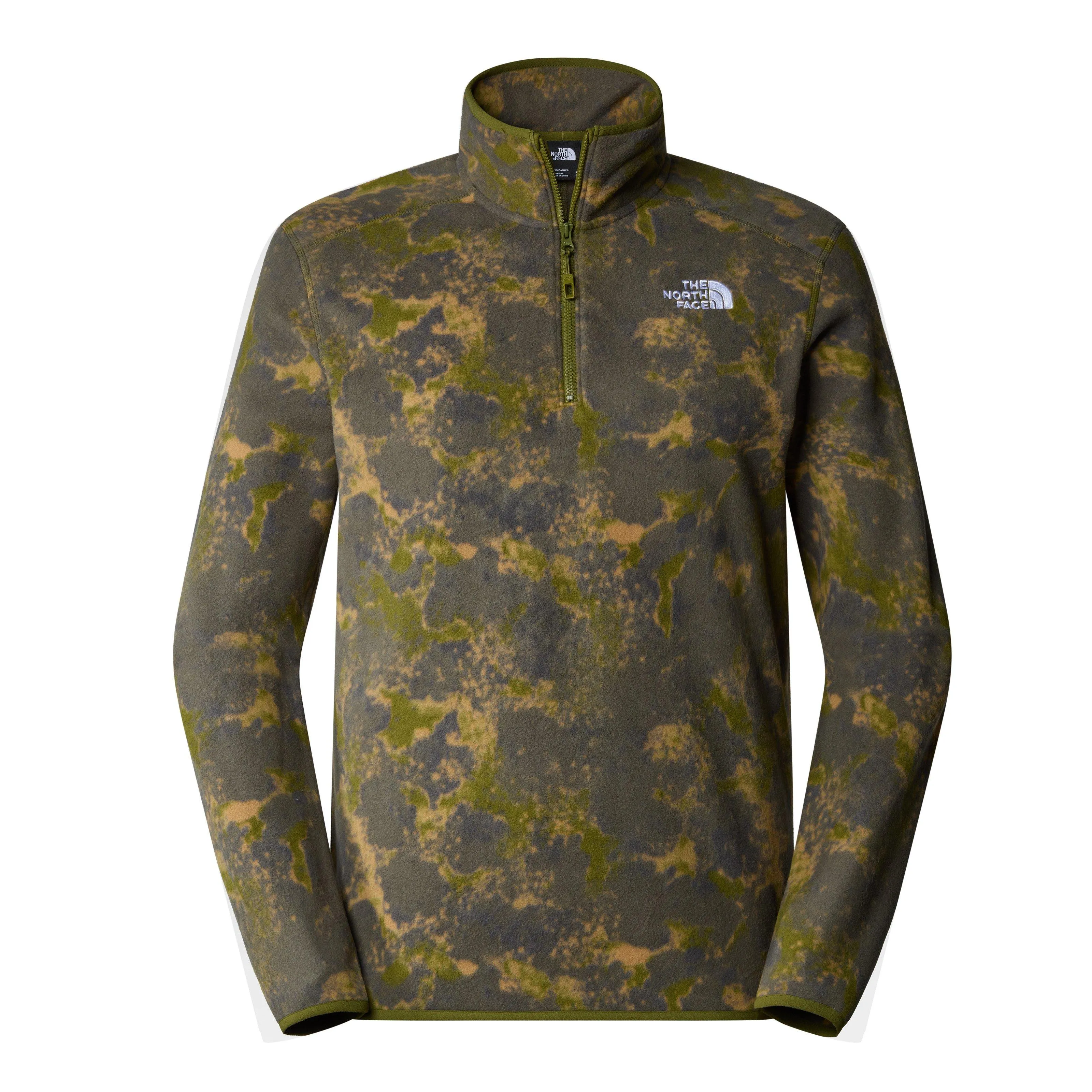 The North Face Men's 100 Glacier Printed 1/4 Zip Fleece - Green | George Fisher