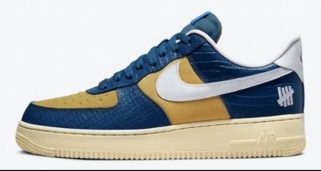 Undefeated x Nike Air Force 1 5 On It Gold Blue