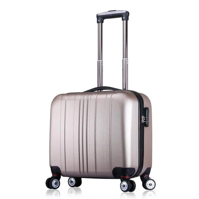 Unisex Abs Spinner Carry On Small Suitcase Business Scrubed Travel Small Luggage 16 Inch Carry-On