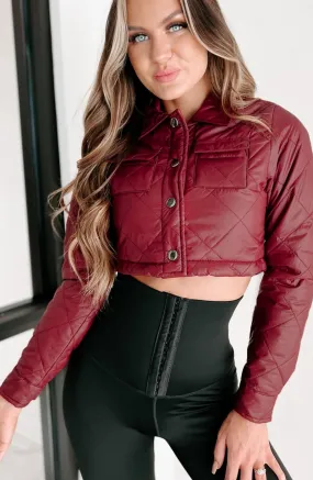 Uplift The Feeling Quilted Cropped Jacket (Burgundy)