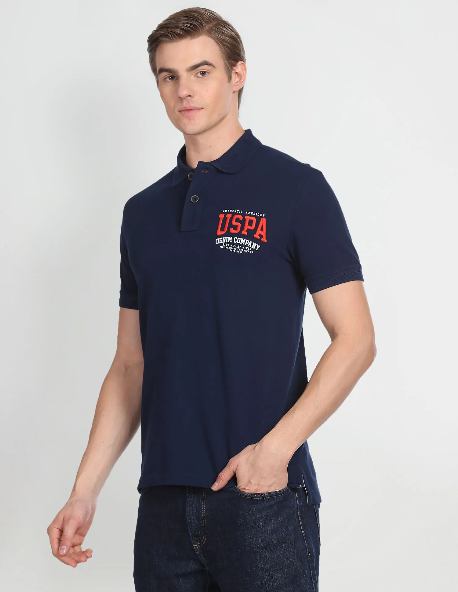 U.S. Polo Assn. Denim Co. Brand Embroidered Cotton Polo Shirt