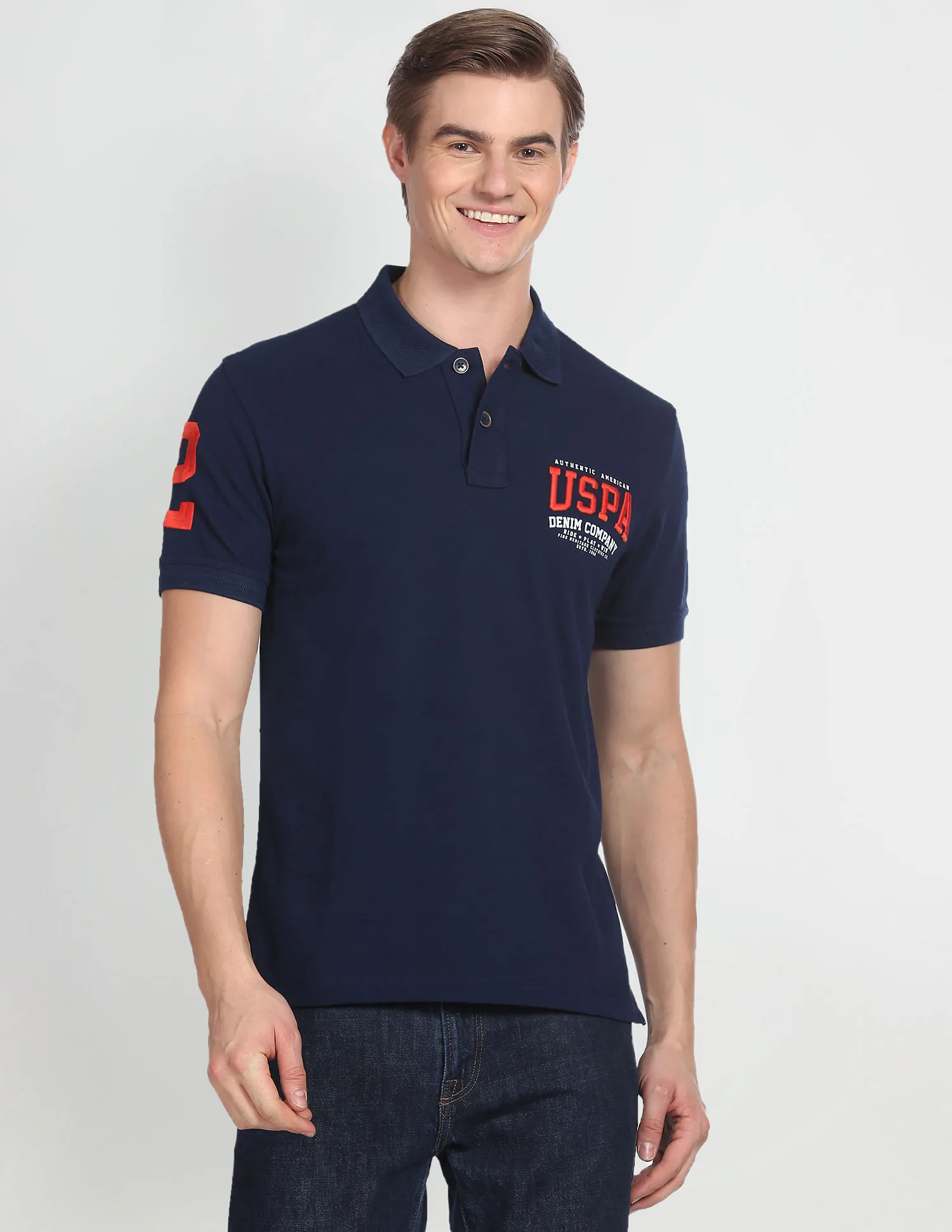 U.S. Polo Assn. Denim Co. Brand Embroidered Cotton Polo Shirt