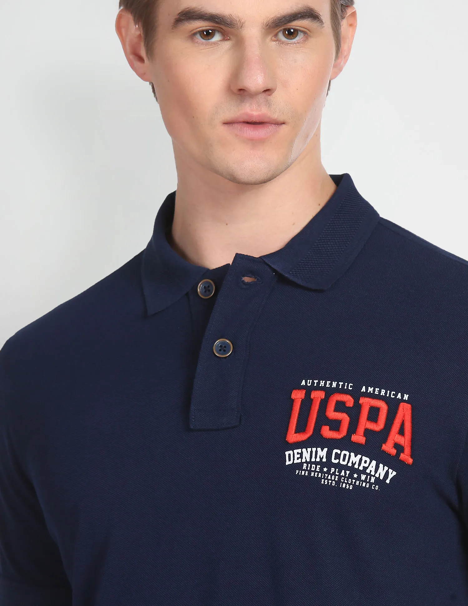 U.S. Polo Assn. Denim Co. Brand Embroidered Cotton Polo Shirt