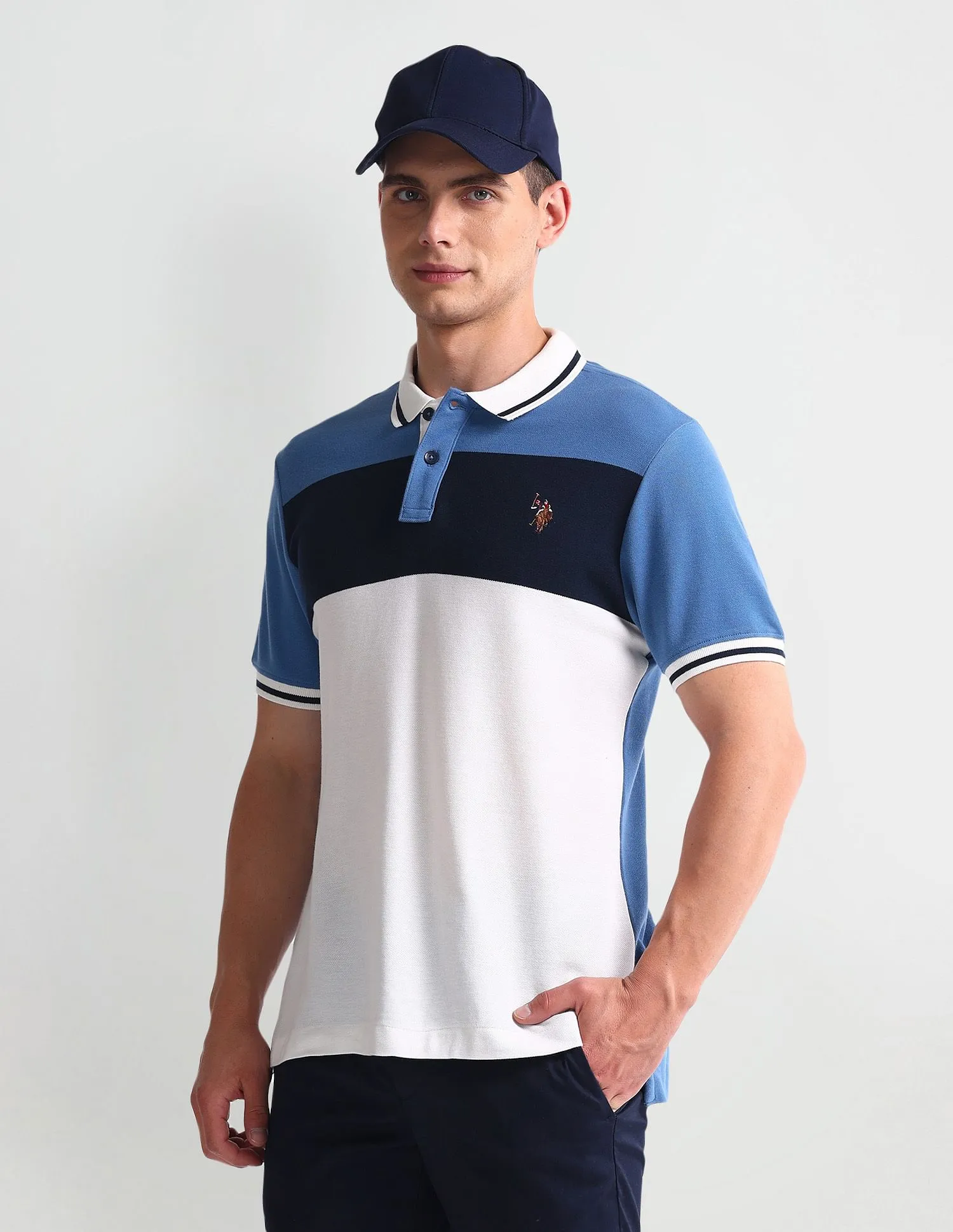 U.S. Polo Assn. Denim Co. Colour Block Muscle Fit Polo Shirt