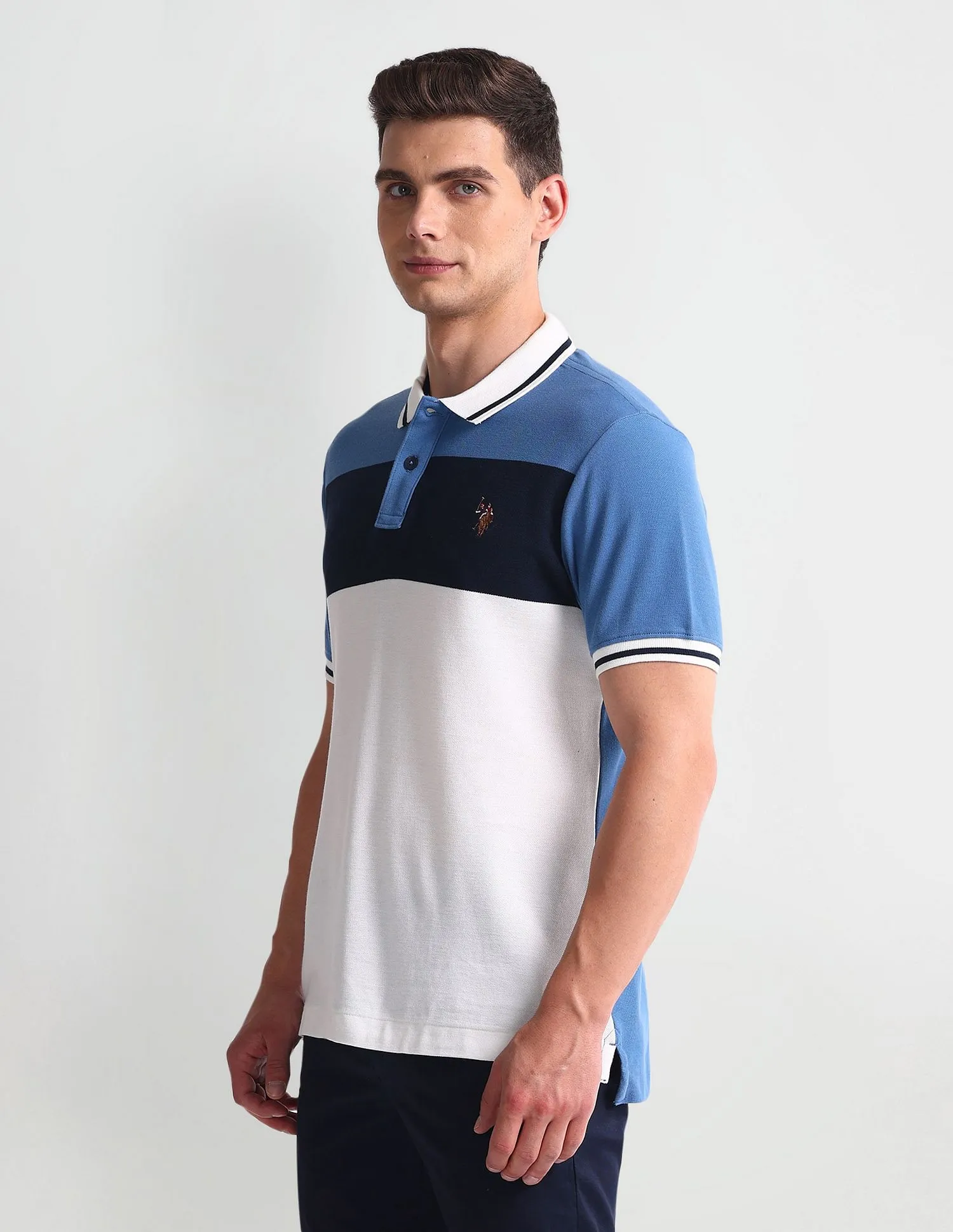 U.S. Polo Assn. Denim Co. Colour Block Muscle Fit Polo Shirt