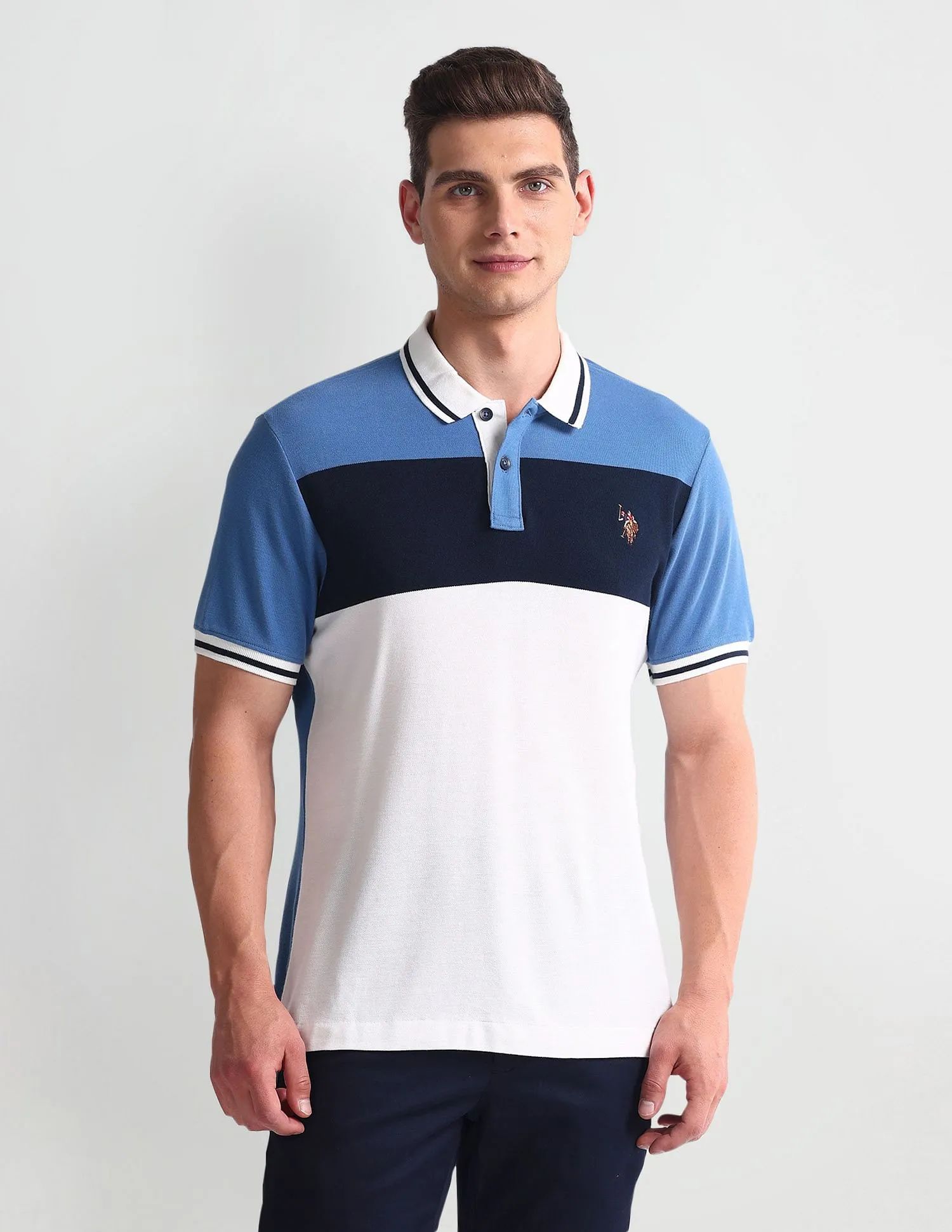 U.S. Polo Assn. Denim Co. Colour Block Muscle Fit Polo Shirt