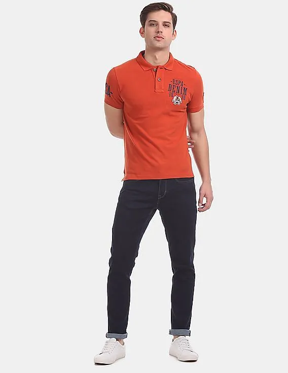 U.S. Polo Assn. Denim Co. Orange Brand Logo Pique Polo Shirt