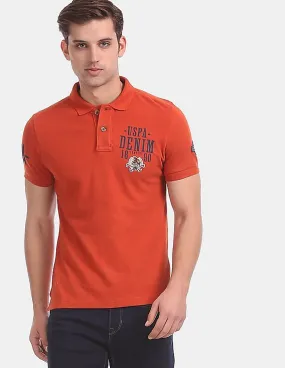 U.S. Polo Assn. Denim Co. Orange Brand Logo Pique Polo Shirt