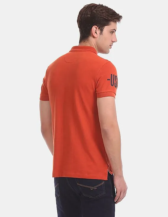 U.S. Polo Assn. Denim Co. Orange Brand Logo Pique Polo Shirt