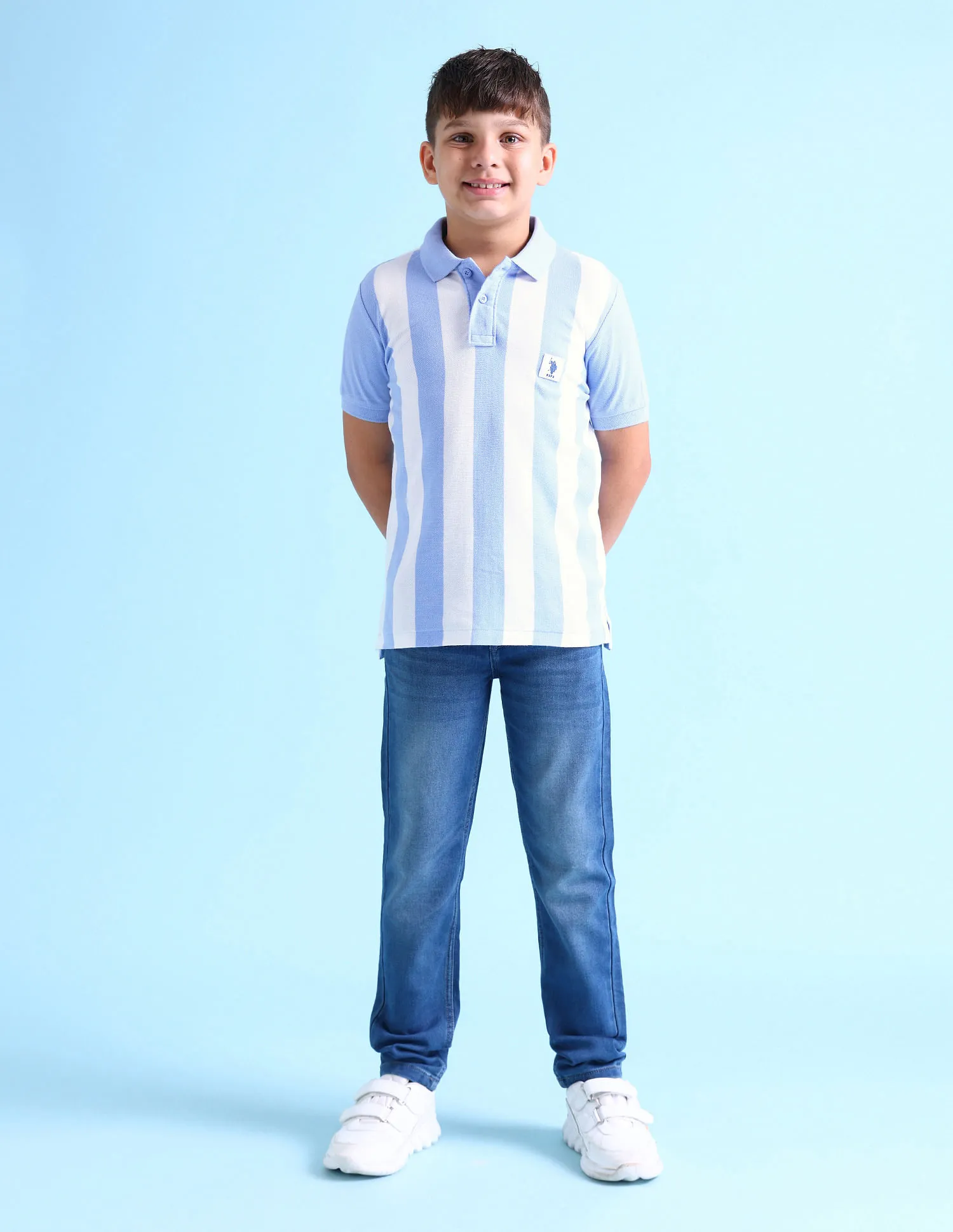 U.S. Polo Assn. Kids Cotton Vertical Striped Polo Shirt