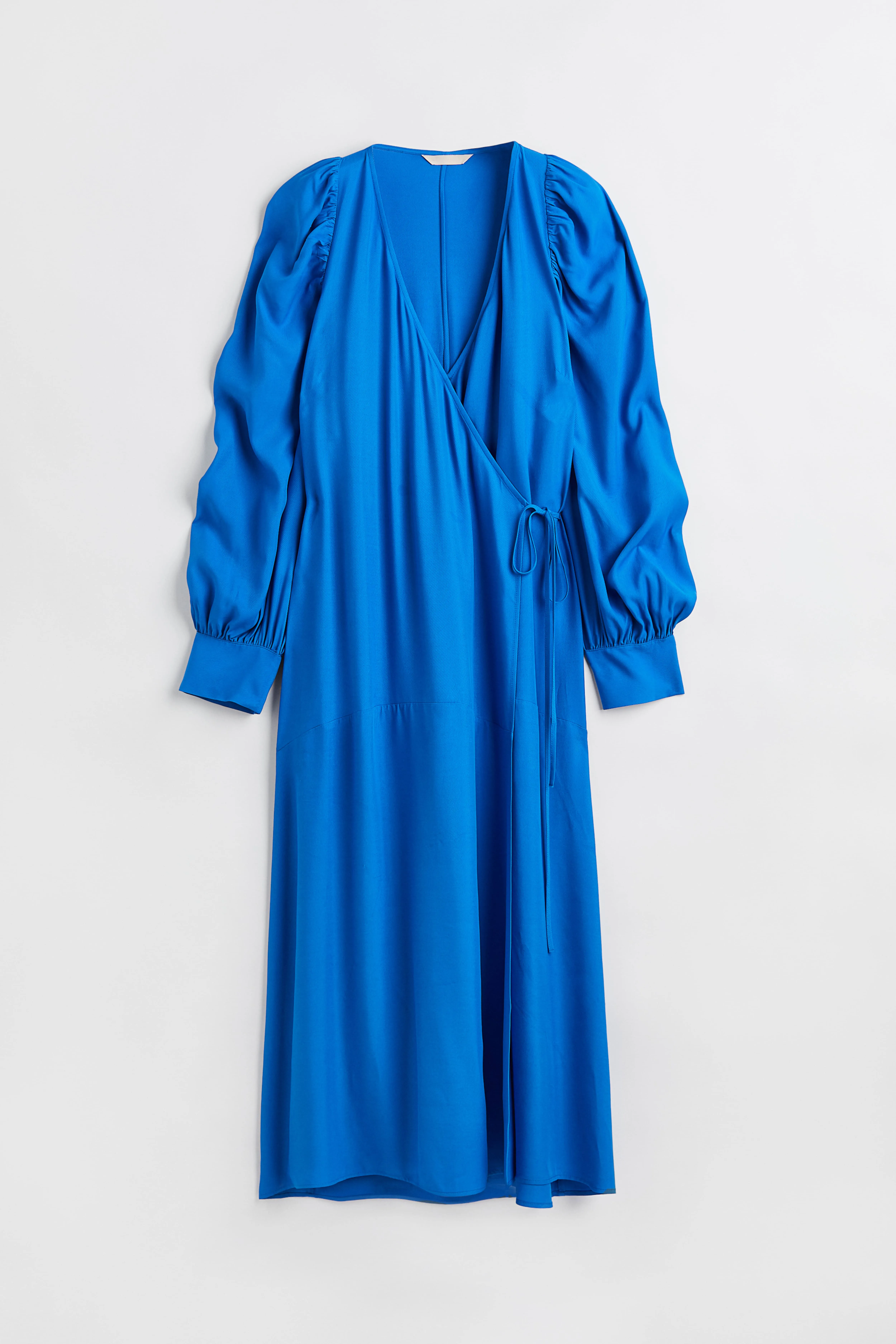 Voluminous wrap dress - V-neck - Long sleeve - Bright blue - Ladies | H&M GB