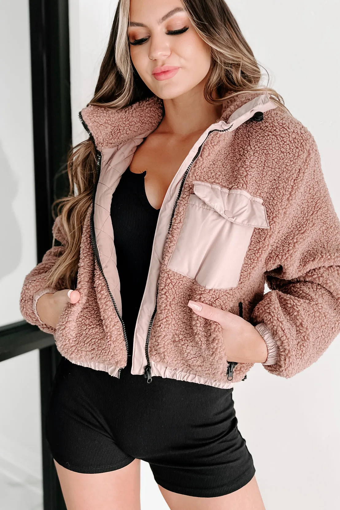 Winter Frenzy Teddy Sherpa Jacket (Coco Brown)