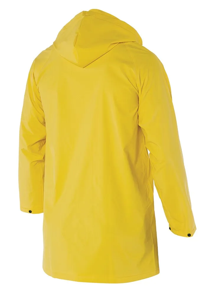 Workhorse MJA025 Men's Press Stud Waterproof Jacket - 3/4 Length - PVC on Polyester - Yellow - XS