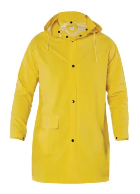 Workhorse MJA025 Men's Press Stud Waterproof Jacket - 3/4 Length - PVC on Polyester - Yellow - XS