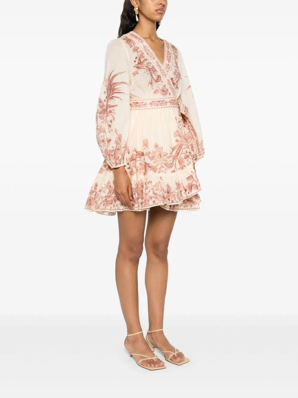 ZIMMERMANN    Zimmermann Floral Print Wrap Mini Dress